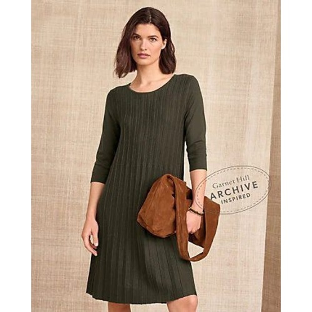 Eileen Fisher Petite Ribbed Knit Sweater Dress Italian Yarn Brown PS PP